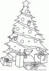 Imagen de Pino de Navidad con Regalos para dibujar y colorear